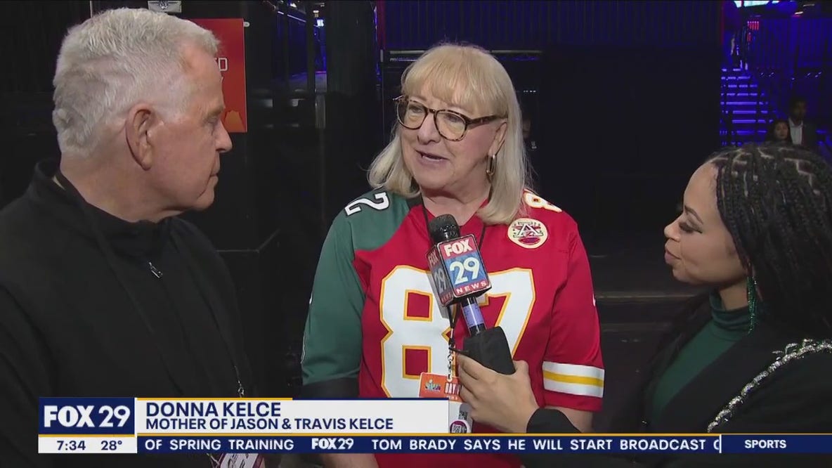 FOX 29 catches up with Jason Kelce's mom at the Super Bowl